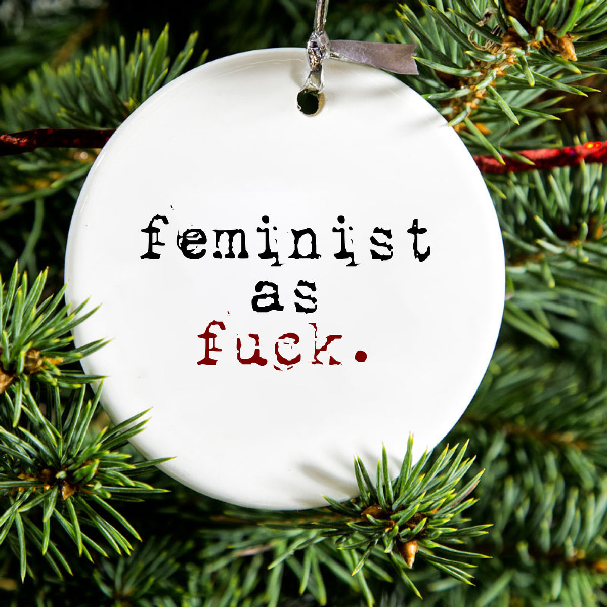 Feminist as F%ck Ceramic Ornament, view 2