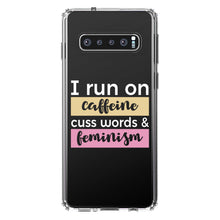 DistinctInk® Clear Shockproof Hybrid Case for Apple iPhone / Samsung Galaxy / Google Pixel - I Run On Caffeine Cuss Words & Feminism
