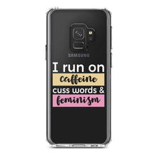 DistinctInk® Clear Shockproof Hybrid Case for Apple iPhone / Samsung Galaxy / Google Pixel - I Run On Caffeine Cuss Words & Feminism
