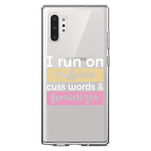 DistinctInk® Clear Shockproof Hybrid Case for Apple iPhone / Samsung Galaxy / Google Pixel - I Run On Caffeine Cuss Words & Feminism