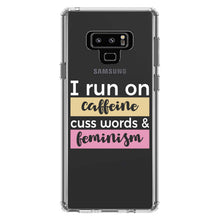 DistinctInk® Clear Shockproof Hybrid Case for Apple iPhone / Samsung Galaxy / Google Pixel - I Run On Caffeine Cuss Words & Feminism