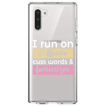 DistinctInk® Clear Shockproof Hybrid Case for Apple iPhone / Samsung Galaxy / Google Pixel - I Run On Caffeine Cuss Words & Feminism