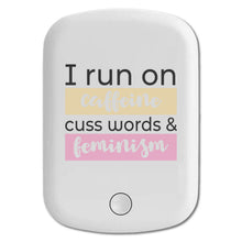 DistinctInk Magnetic Battery Pack, Wireless Portable Charger with USB-C Cable, Compatible with MagSafe iPhone 14 / 13 / 12 Series - I Run On Caffeine Cuss Words & Feminism