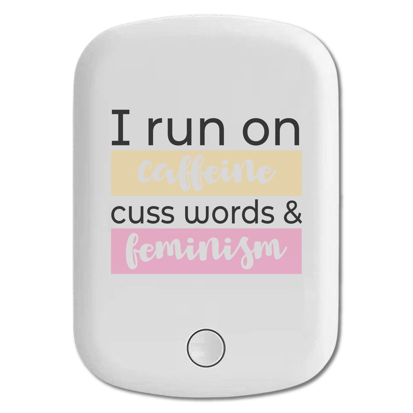 DistinctInk Magnetic Battery Pack, Wireless Portable Charger with USB-C Cable, Compatible with MagSafe iPhone 14 / 13 / 12 Series - I Run On Caffeine Cuss Words & Feminism