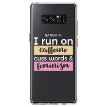 DistinctInk® Clear Shockproof Hybrid Case for Apple iPhone / Samsung Galaxy / Google Pixel - I Run On Caffeine Cuss Words & Feminism