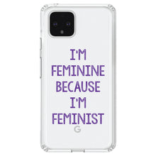 DistinctInk® Clear Shockproof Hybrid Case for Apple iPhone / Samsung Galaxy / Google Pixel - I'm Feminine Because I'm Feminist
