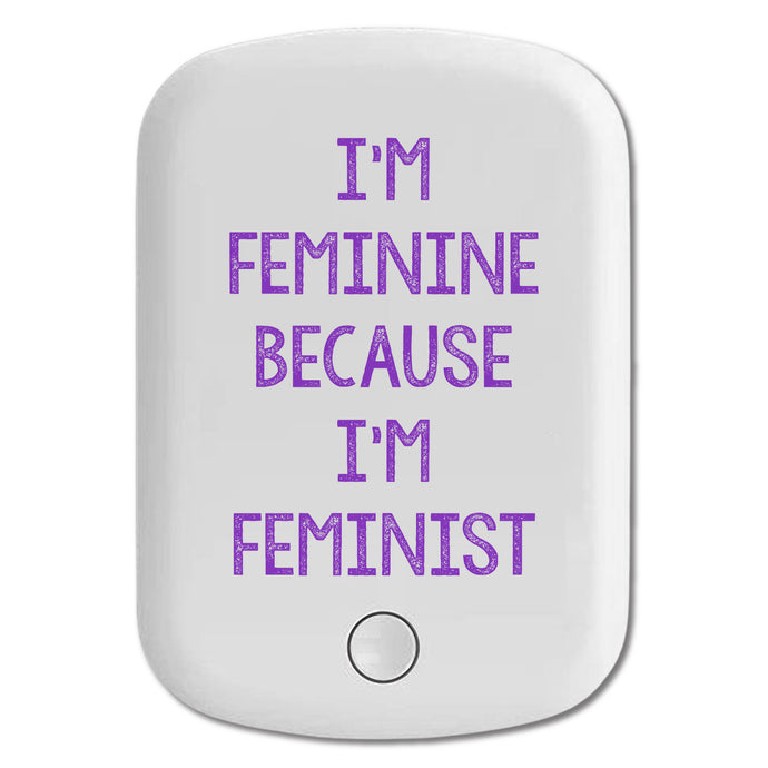 DistinctInk Magnetic Battery Pack, Wireless Portable Charger with USB-C Cable, Compatible with MagSafe iPhone 14 / 13 / 12 Series - I'm Feminine Because I'm Feminist