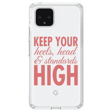 DistinctInk® Clear Shockproof Hybrid Case for Apple iPhone / Samsung Galaxy / Google Pixel - Keep Your Heels Head & Standards high
