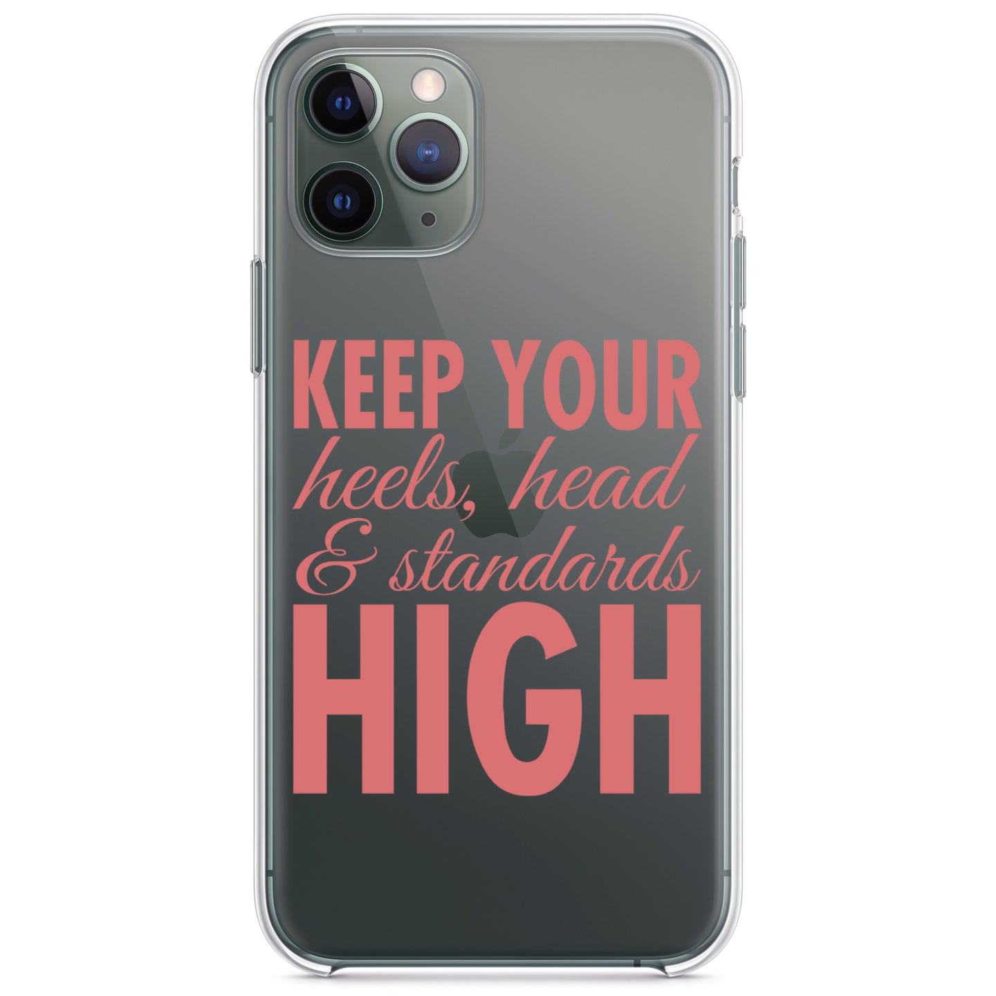 DistinctInk® Clear Shockproof Hybrid Case for Apple iPhone / Samsung Galaxy / Google Pixel - Keep Your Heels Head & Standards high