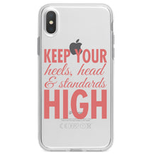 DistinctInk® Clear Shockproof Hybrid Case for Apple iPhone / Samsung Galaxy / Google Pixel - Keep Your Heels Head & Standards high