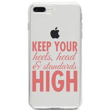 DistinctInk® Clear Shockproof Hybrid Case for Apple iPhone / Samsung Galaxy / Google Pixel - Keep Your Heels Head & Standards high