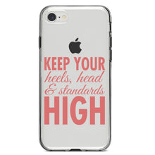 DistinctInk® Clear Shockproof Hybrid Case for Apple iPhone / Samsung Galaxy / Google Pixel - Keep Your Heels Head & Standards high