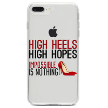 DistinctInk® Clear Shockproof Hybrid Case for Apple iPhone / Samsung Galaxy / Google Pixel - High Heels High Hopes Impossible Is Nothing