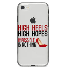 DistinctInk® Clear Shockproof Hybrid Case for Apple iPhone / Samsung Galaxy / Google Pixel - High Heels High Hopes Impossible Is Nothing