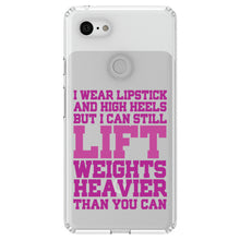 DistinctInk® Clear Shockproof Hybrid Case for Apple iPhone / Samsung Galaxy / Google Pixel - Lipstick & High Heels Can Life Weights Heavier