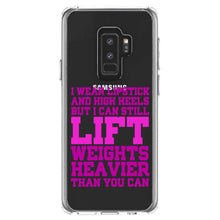 DistinctInk® Clear Shockproof Hybrid Case for Apple iPhone / Samsung Galaxy / Google Pixel - Lipstick & High Heels Can Life Weights Heavier