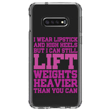 DistinctInk® Clear Shockproof Hybrid Case for Apple iPhone / Samsung Galaxy / Google Pixel - Lipstick & High Heels Can Life Weights Heavier