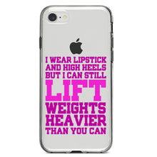 DistinctInk® Clear Shockproof Hybrid Case for Apple iPhone / Samsung Galaxy / Google Pixel - Lipstick & High Heels Can Life Weights Heavier