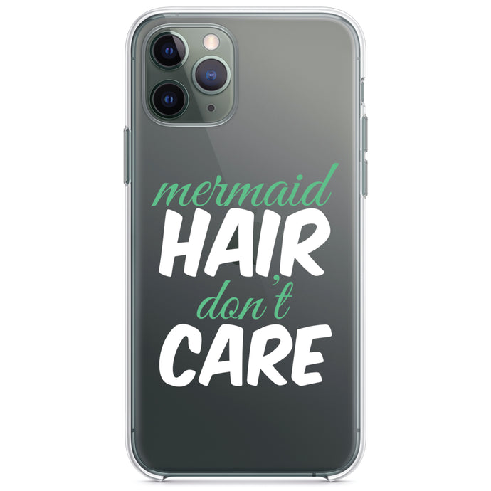DistinctInk® Clear Shockproof Hybrid Case for Apple iPhone / Samsung Galaxy / Google Pixel - Mermaid Hair Don't Care