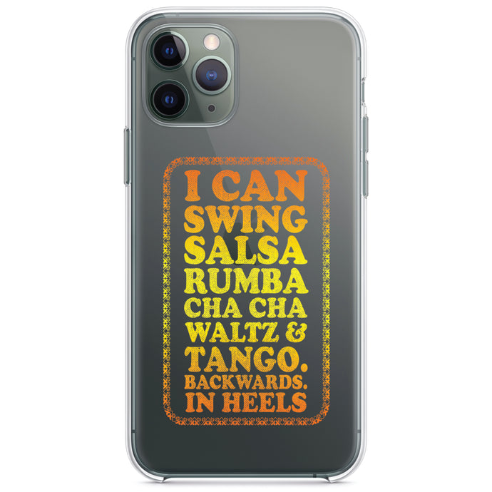 DistinctInk® Clear Shockproof Hybrid Case for Apple iPhone / Samsung Galaxy / Google Pixel - Swing Salsa Rumba Cha Cha Waltz in Heels