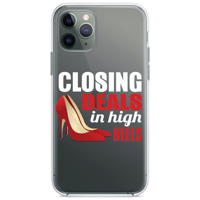 DistinctInk® Clear Shockproof Hybrid Case for Apple iPhone / Samsung Galaxy / Google Pixel - Closing Deals in High Heels