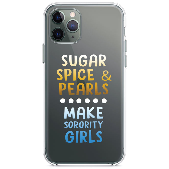 DistinctInk® Clear Shockproof Hybrid Case for Apple iPhone / Samsung Galaxy / Google Pixel - Sugar Spice & Pearls Make Sorority Girls