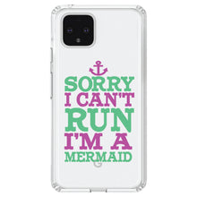 DistinctInk® Clear Shockproof Hybrid Case for Apple iPhone / Samsung Galaxy / Google Pixel - Sorry I Can't Run I'm a Mermaid