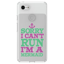 DistinctInk® Clear Shockproof Hybrid Case for Apple iPhone / Samsung Galaxy / Google Pixel - Sorry I Can't Run I'm a Mermaid