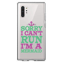 DistinctInk® Clear Shockproof Hybrid Case for Apple iPhone / Samsung Galaxy / Google Pixel - Sorry I Can't Run I'm a Mermaid
