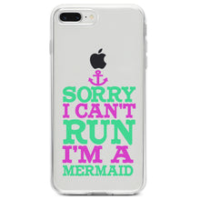 DistinctInk® Clear Shockproof Hybrid Case for Apple iPhone / Samsung Galaxy / Google Pixel - Sorry I Can't Run I'm a Mermaid