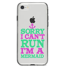 DistinctInk® Clear Shockproof Hybrid Case for Apple iPhone / Samsung Galaxy / Google Pixel - Sorry I Can't Run I'm a Mermaid