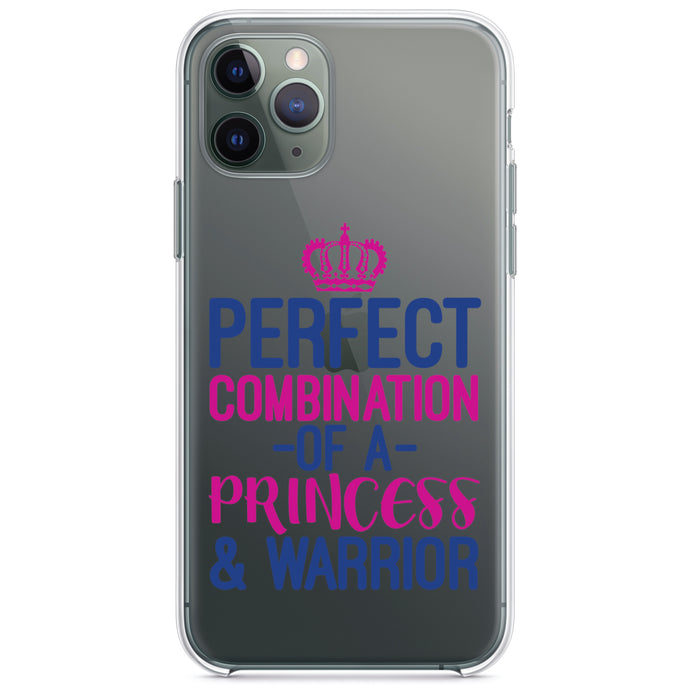 DistinctInk® Clear Shockproof Hybrid Case for Apple iPhone / Samsung Galaxy / Google Pixel - Perfect Combination of Princess & Warrior