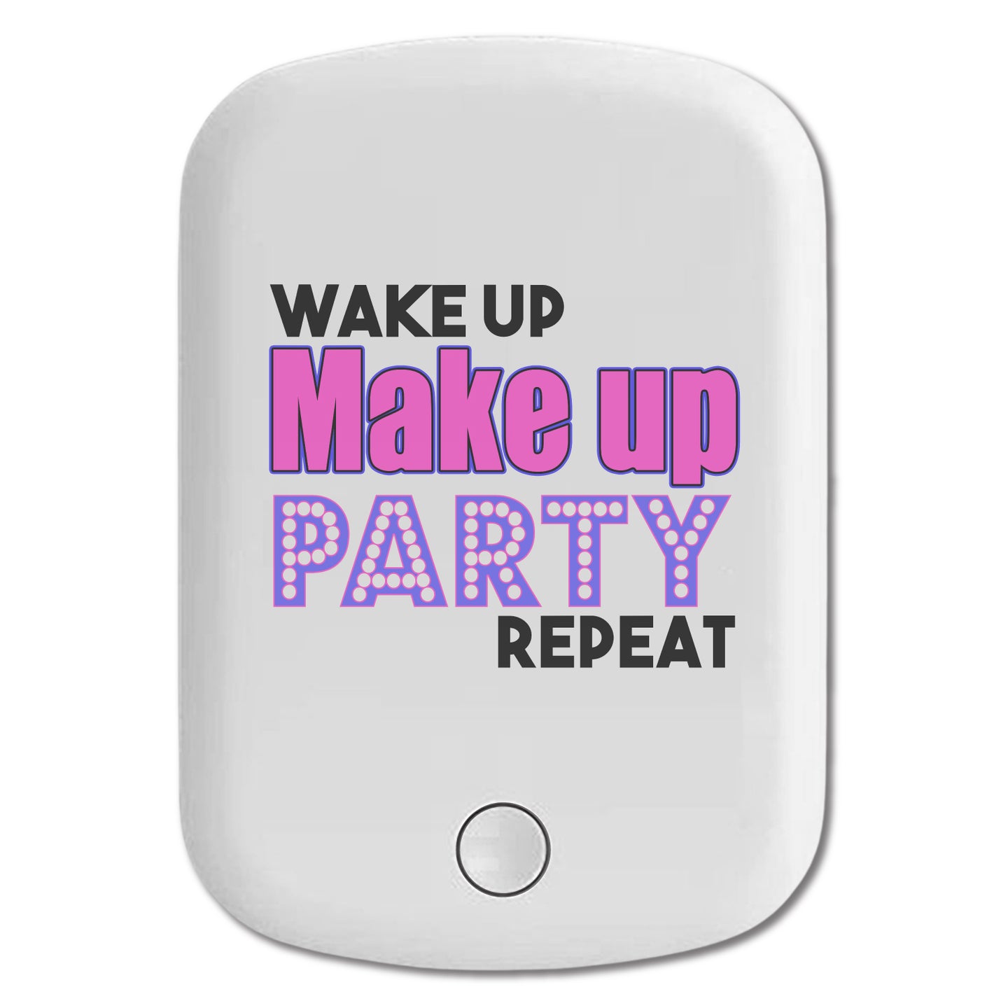 DistinctInk Magnetic Battery Pack, Wireless Portable Charger with USB-C Cable, Compatible with MagSafe iPhone 14 / 13 / 12 Series - Wake Up Make Up Party Repeat