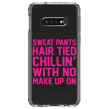DistinctInk® Clear Shockproof Hybrid Case for Apple iPhone / Samsung Galaxy / Google Pixel - Sweat Pants Hair Tied Chillin' With No Make Up On