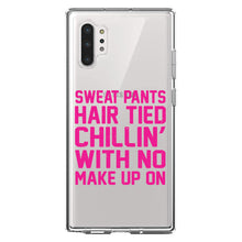 DistinctInk® Clear Shockproof Hybrid Case for Apple iPhone / Samsung Galaxy / Google Pixel - Sweat Pants Hair Tied Chillin' With No Make Up On