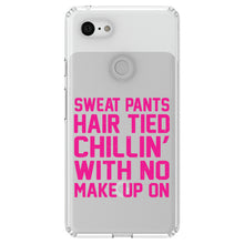 DistinctInk® Clear Shockproof Hybrid Case for Apple iPhone / Samsung Galaxy / Google Pixel - Sweat Pants Hair Tied Chillin' With No Make Up On