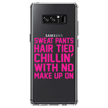 DistinctInk® Clear Shockproof Hybrid Case for Apple iPhone / Samsung Galaxy / Google Pixel - Sweat Pants Hair Tied Chillin' With No Make Up On