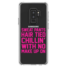 DistinctInk® Clear Shockproof Hybrid Case for Apple iPhone / Samsung Galaxy / Google Pixel - Sweat Pants Hair Tied Chillin' With No Make Up On