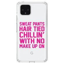 DistinctInk® Clear Shockproof Hybrid Case for Apple iPhone / Samsung Galaxy / Google Pixel - Sweat Pants Hair Tied Chillin' With No Make Up On