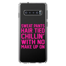 DistinctInk® Clear Shockproof Hybrid Case for Apple iPhone / Samsung Galaxy / Google Pixel - Sweat Pants Hair Tied Chillin' With No Make Up On