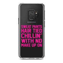 DistinctInk® Clear Shockproof Hybrid Case for Apple iPhone / Samsung Galaxy / Google Pixel - Sweat Pants Hair Tied Chillin' With No Make Up On