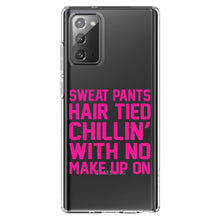 DistinctInk® Clear Shockproof Hybrid Case for Apple iPhone / Samsung Galaxy / Google Pixel - Sweat Pants Hair Tied Chillin' With No Make Up On