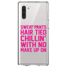 DistinctInk® Clear Shockproof Hybrid Case for Apple iPhone / Samsung Galaxy / Google Pixel - Sweat Pants Hair Tied Chillin' With No Make Up On