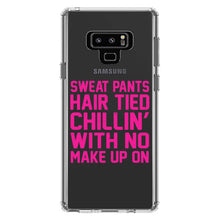 DistinctInk® Clear Shockproof Hybrid Case for Apple iPhone / Samsung Galaxy / Google Pixel - Sweat Pants Hair Tied Chillin' With No Make Up On