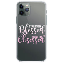 DistinctInk® Clear Shockproof Hybrid Case for Apple iPhone / Samsung Galaxy / Google Pixel - Stressed Blessed Make Up Obsessed