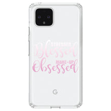 DistinctInk® Clear Shockproof Hybrid Case for Apple iPhone / Samsung Galaxy / Google Pixel - Stressed Blessed Make Up Obsessed