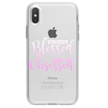 DistinctInk® Clear Shockproof Hybrid Case for Apple iPhone / Samsung Galaxy / Google Pixel - Stressed Blessed Make Up Obsessed