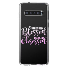 DistinctInk® Clear Shockproof Hybrid Case for Apple iPhone / Samsung Galaxy / Google Pixel - Stressed Blessed Make Up Obsessed