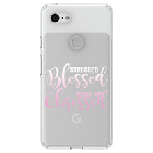 DistinctInk® Clear Shockproof Hybrid Case for Apple iPhone / Samsung Galaxy / Google Pixel - Stressed Blessed Make Up Obsessed