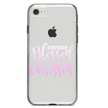 DistinctInk® Clear Shockproof Hybrid Case for Apple iPhone / Samsung Galaxy / Google Pixel - Stressed Blessed Make Up Obsessed
